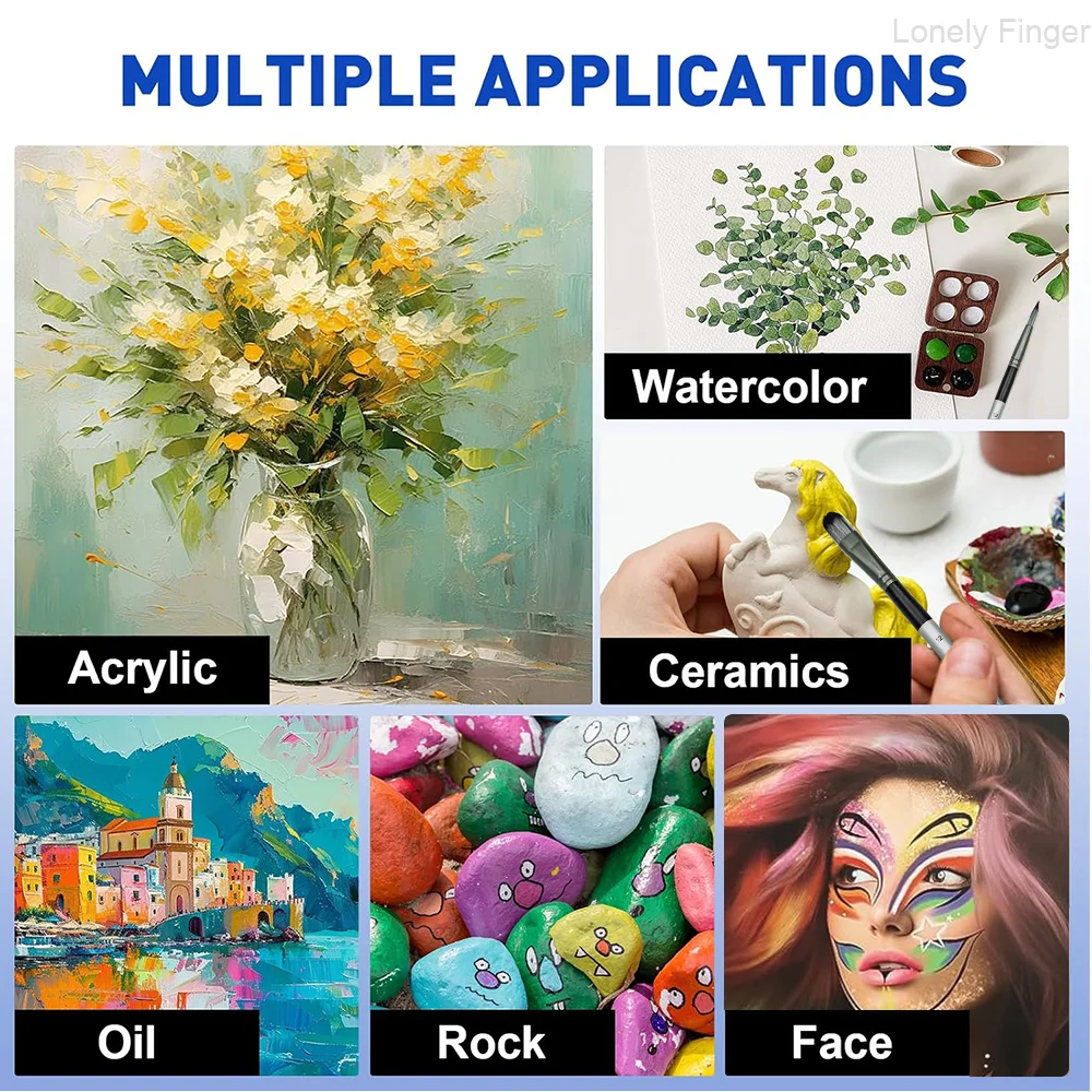 6/30pcs Paint Brush Set, Acrylic Paint Brushes, Professional Artist Series with Round,Flat, Angular,Filbert for Oil, Acrylic Can