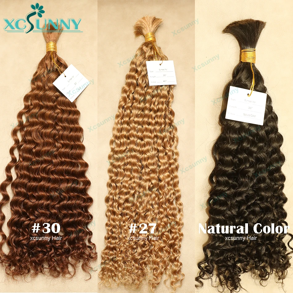 Bulk Human Hair For Braiding Curly Blonde 27 30 Wet and Wavy Double Drawn Wholesale Boho Braids Human Hair Extensions Bundles