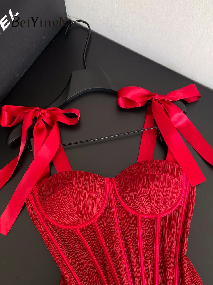 Beiyingni Red Sexy y2k Tops Women Summer Slim Sensual Bustier Clubwear Tanks Top Female Casual Ball Gown Hotgirl Corset Camis