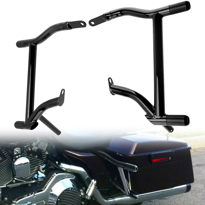 

Motorcycle Black Guard Crash Bar Saddlebag Rails Protector Bumper For Harley Touring Road King FLHR Electra Street Glide 97-08