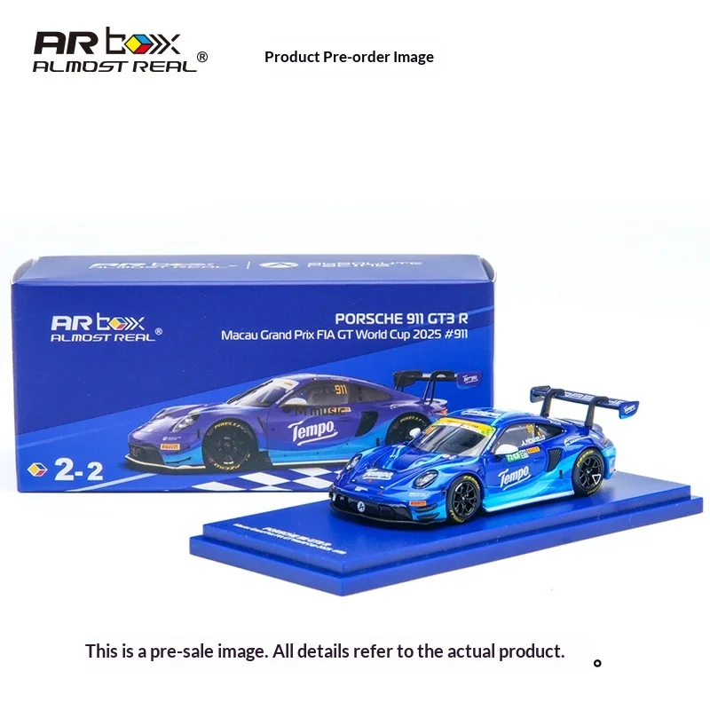 1:64 Ar 911 Gt3 R2025 Grand Prix van Macau # 911 Evenementversie Simulatie Legering Miniatuur Gegoten automodellen Aangepast kinderspeelgoed