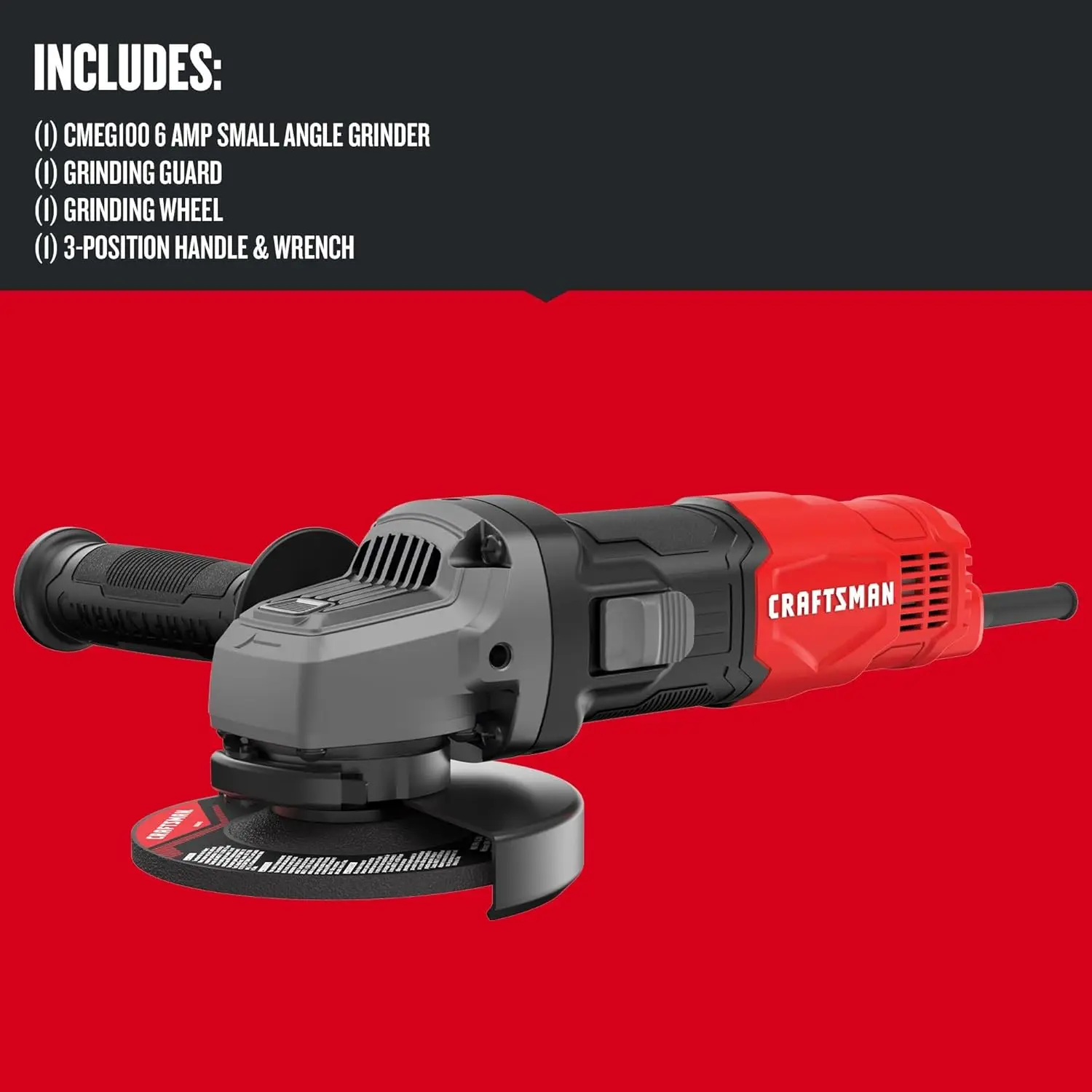 Small Angle Grinder Tool 4-1/2 inch, 6 Amp, 12,000 RPM, Corded (CMEG100)