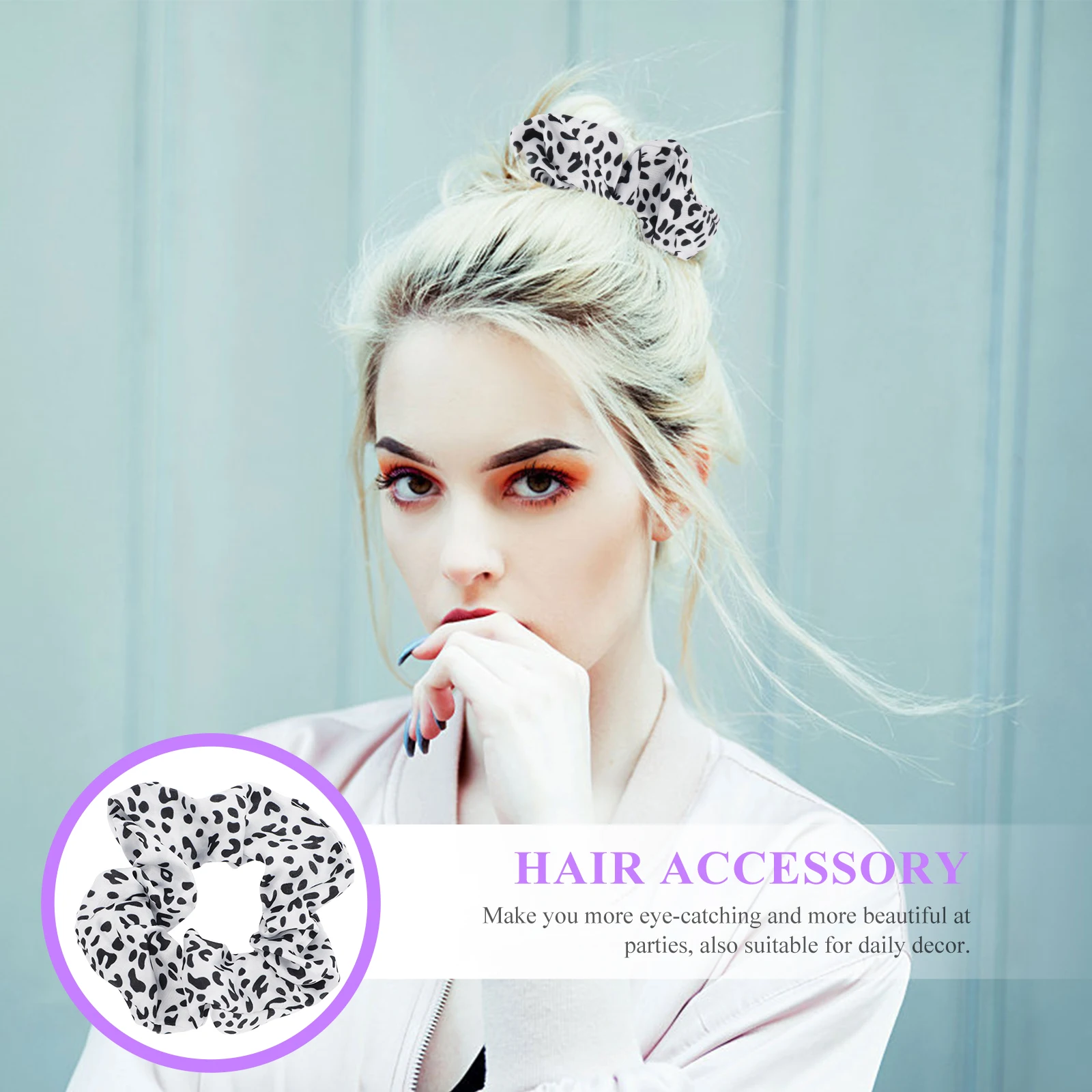 

10pcs Cow Print Scrunchies Elastic Hair Ties Durable Ponytail Holders Cloth Accessories Stylish Headdress Women Girl Hair Care