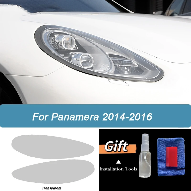 For Porsche Panamera 970 2014 2015 2016 2 Pcs Car Headlight Protective Film Smoked Black Tint Wrap Vinyl Transparent TPU Sticker