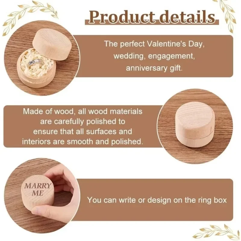 1/10PCS Mini Runde Holz Boxen Natürliche Holz Schmuck Ringe Ohrringe Lagerung Container DIY Jahrestag Valentinstag geschenk Dekor