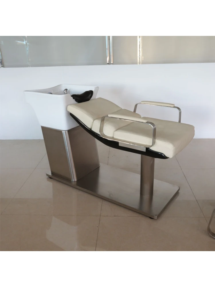 سرير شامبو شبه قابل للاستلقاء من الفولاذ المقاوم للصدأ، سرير شامبو خاص لصالون الحلاقة وصالون الشعر #2