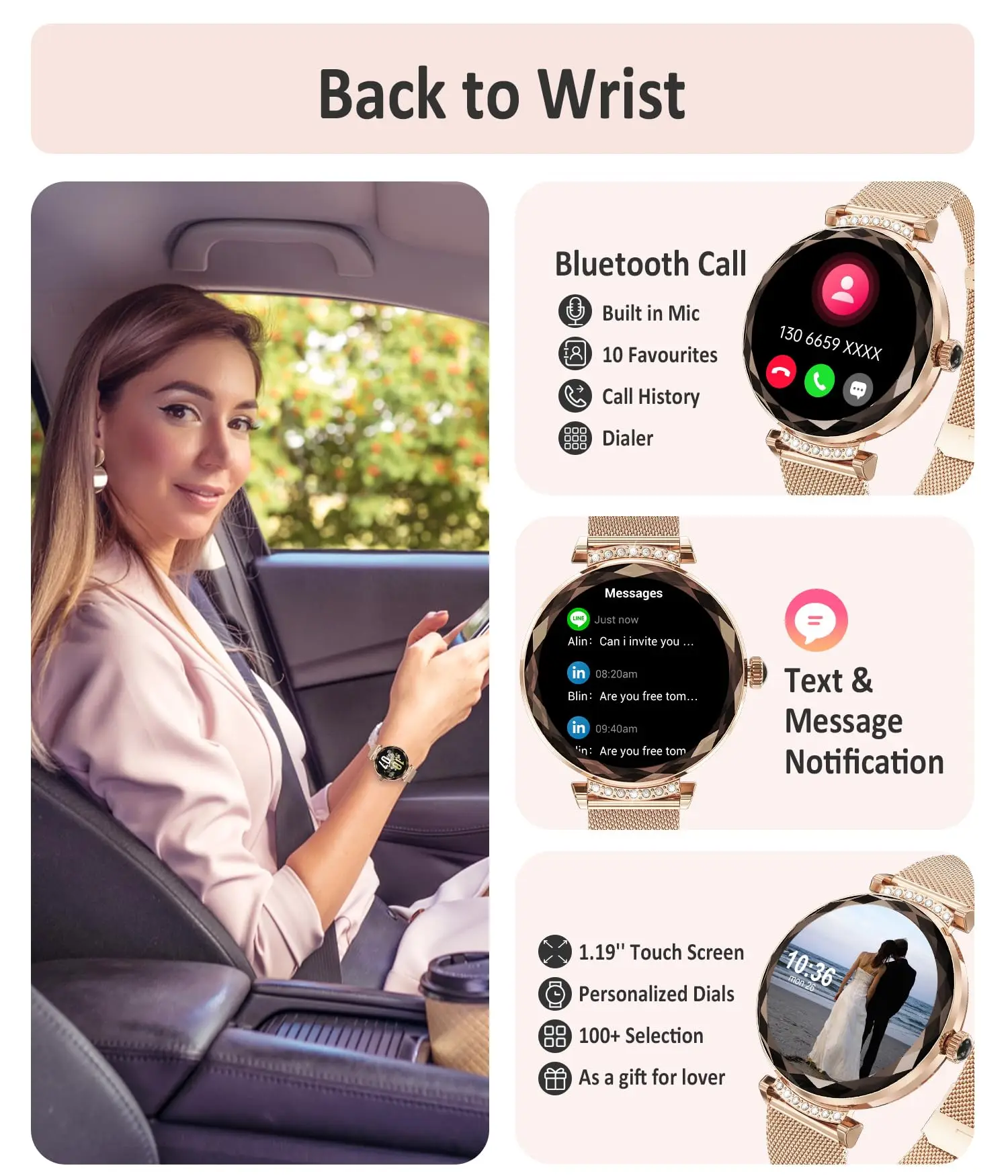 Fashion Women Smart Watch for Android iOS AMOLED Screen Health Monitor Call Female Woman Sport Fitness Tracker Smartwatch Lady