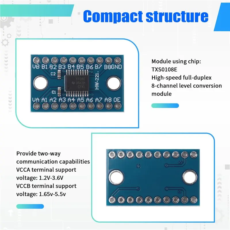 Delicate Texture-3.3V 5V TXS0108E 8 Channel Logic Level Bi-Directional Converter Module TXB0108 Mutual Convert Module
