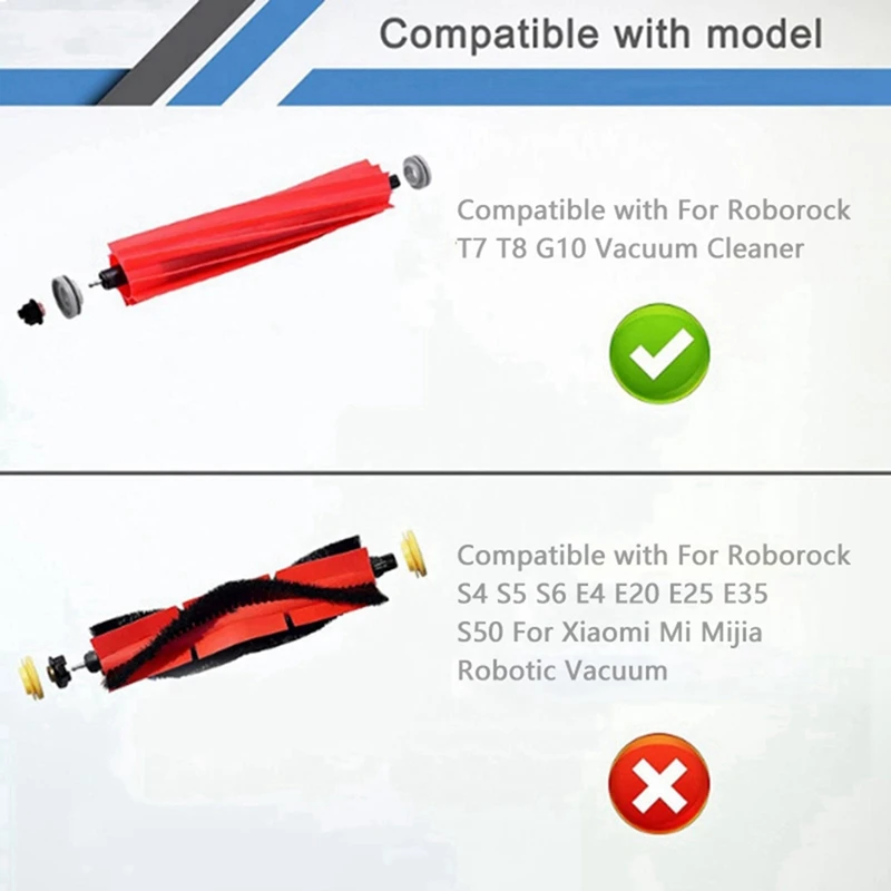 3PCS Detachable Main Brush for Roborock T8/G10S/G10S PRO/S7 T7S T7Plus Vacuum Cleaner Replacement Spare Cleaning Brush