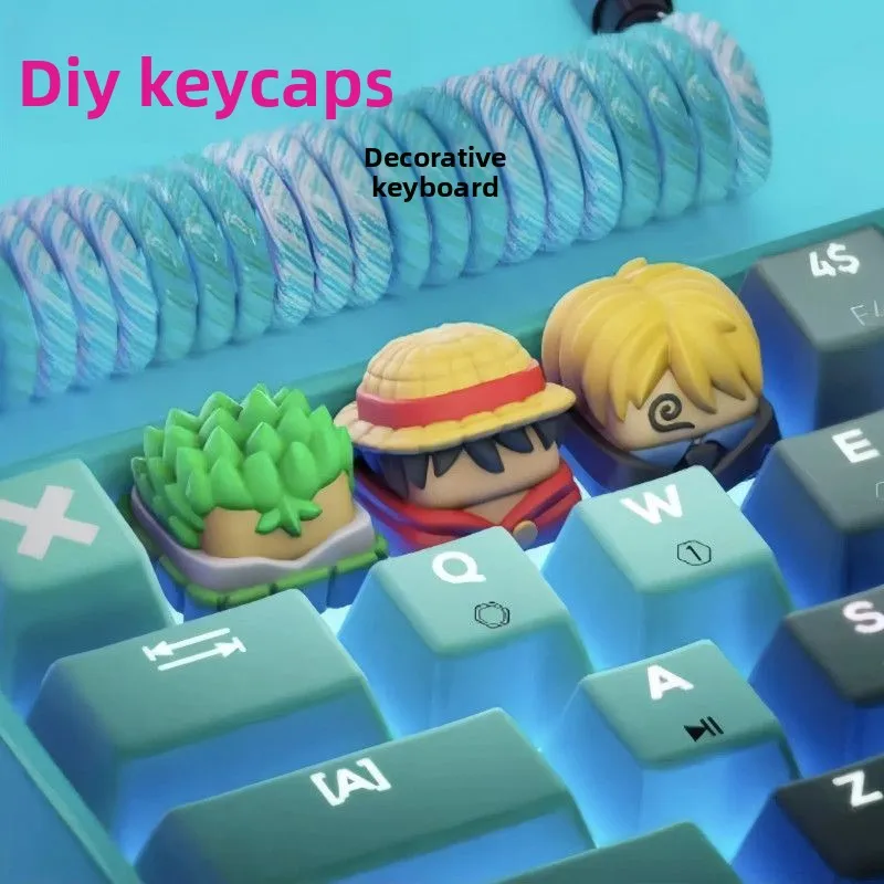 One Piece Anime Periphery Monkey·D·Luffy Three-dimensional Cartoon Character Mechanical Keyboard Cap Shanks Keycap Sanji Gift