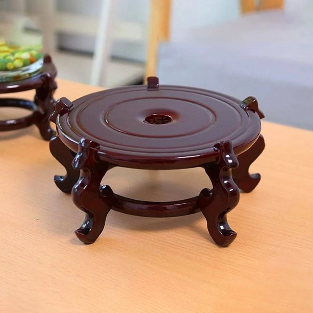 

Solid Wood Flower Stand 12cm Diameter 7cm Height Durable Plant Riser Indoor Decor Fish Bowl Vase Display Shelf Potted Base