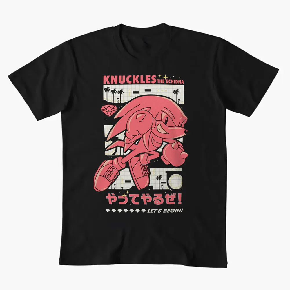 

Knuckles Let's Begin Sonic The Hedgehog Shadow Character Graphic T-Shirt Y2K clothes Cartoon tee Short Sleeve All size tops