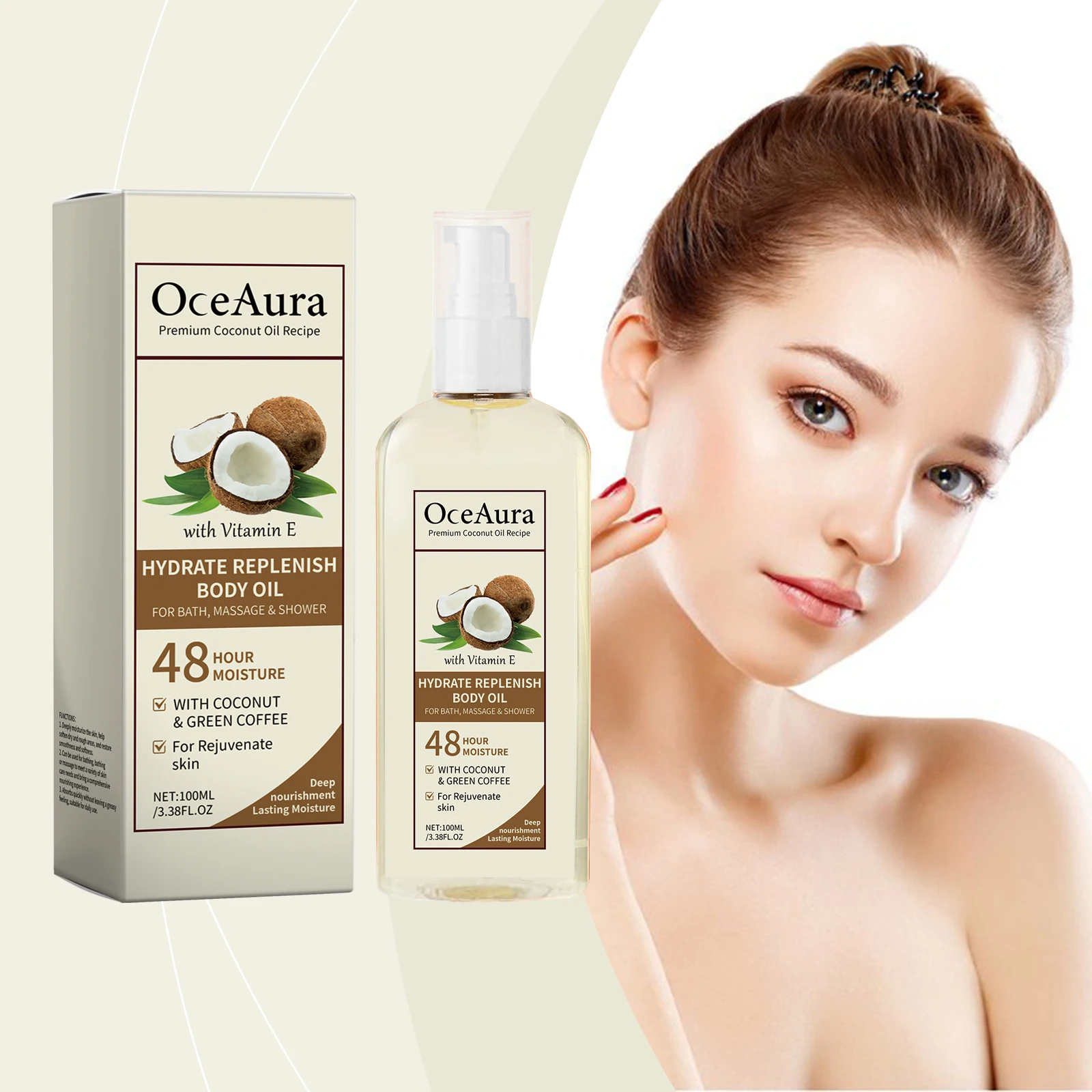 

OceAura Coconut Oil Dip Massage Moisturizing Moisturizing Soothing And Nourishing Body Oil For Daily Massage 3pcs