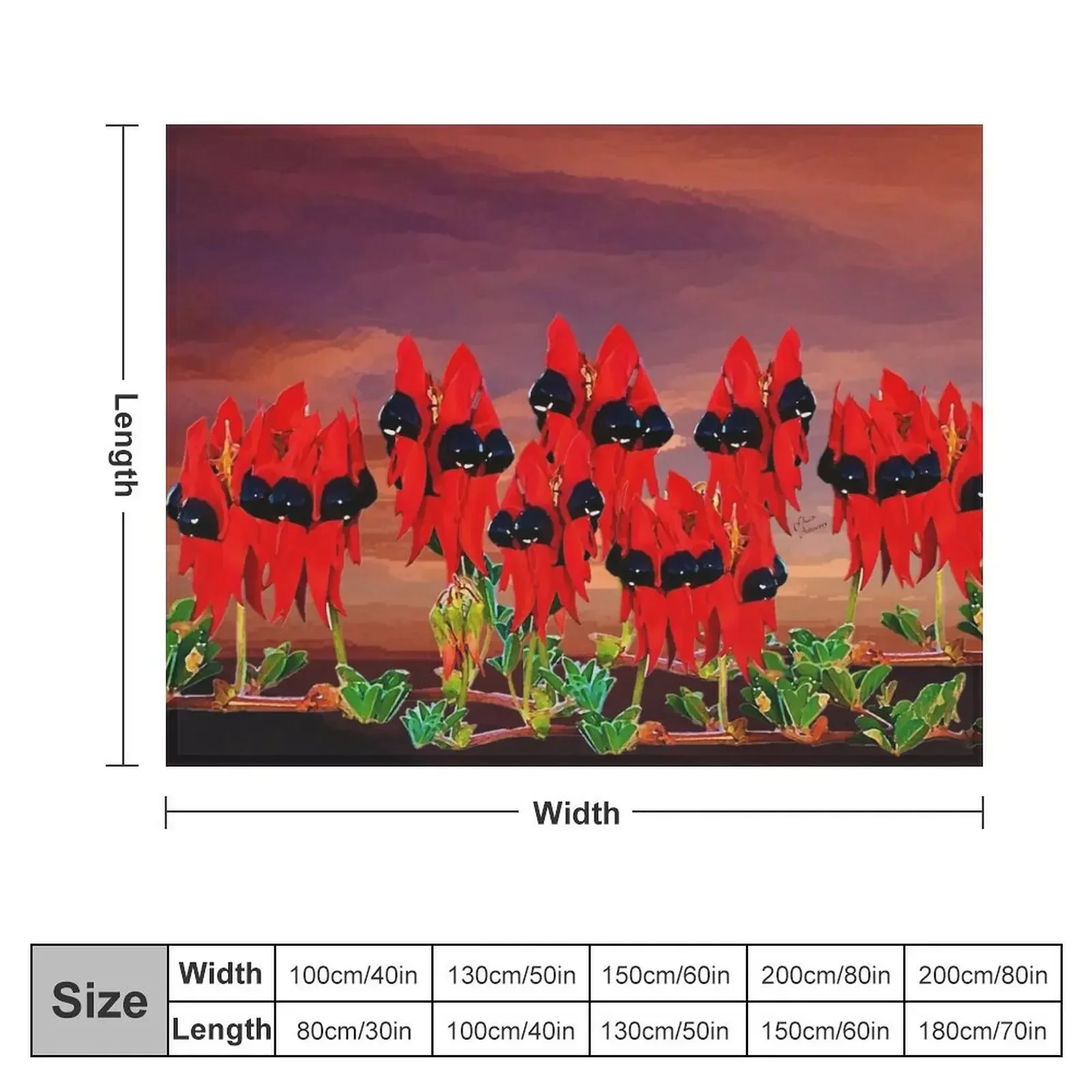 Aussie Sturt Desert Pea Throw Blanket Bed Fashionable Soft Big Blankets