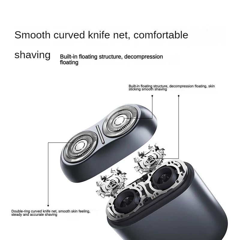 Xiaomi Mijia Electric Shaver S200 Smart Induction Double Ring Curved Surface Detachable Magnetic Shaving Head IPX7 Waterproof