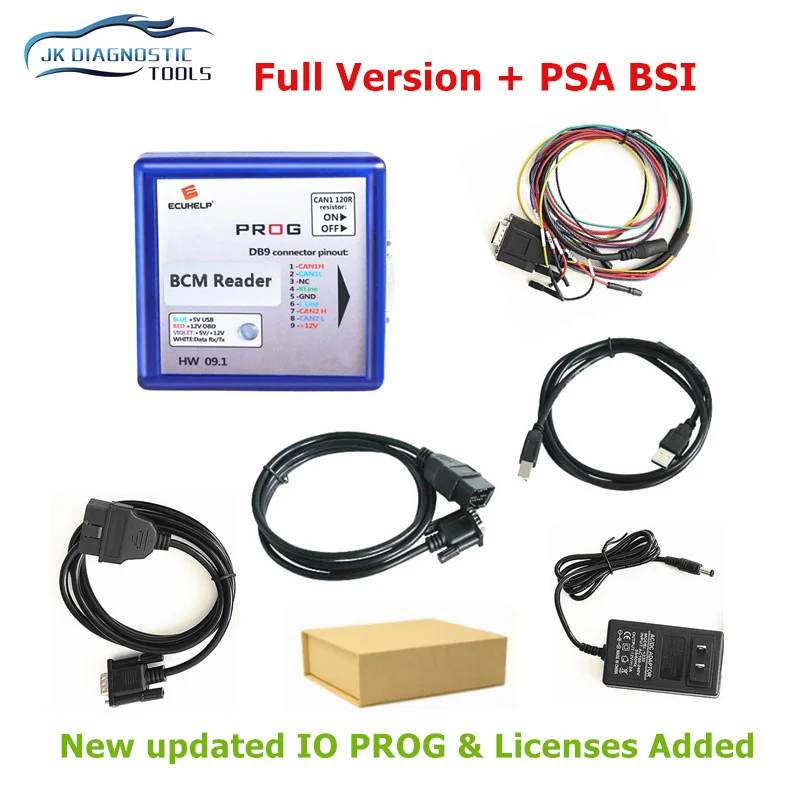 Full IO-PROG IO PROG New license For PSA BSI With I/O Prog for Opel/GM ECU BCM TCM EPS Combination of K-line and CAN For BD9&OBD