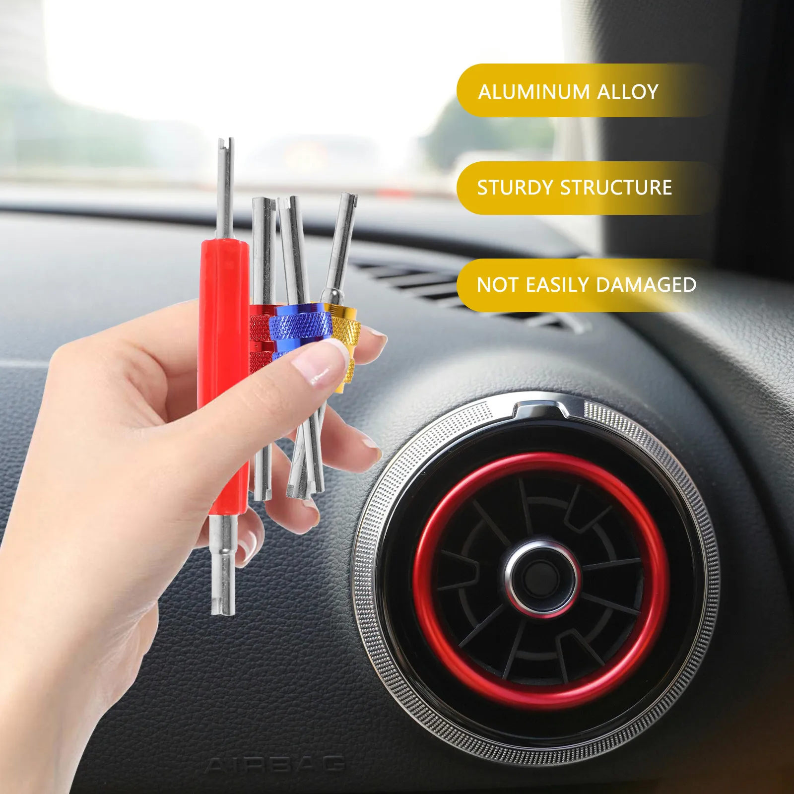 

1Set Valve Core Wrench Conditioner Tool Lightweight Portable Valve Core Removal Kit Car Repair Hvac Tools
