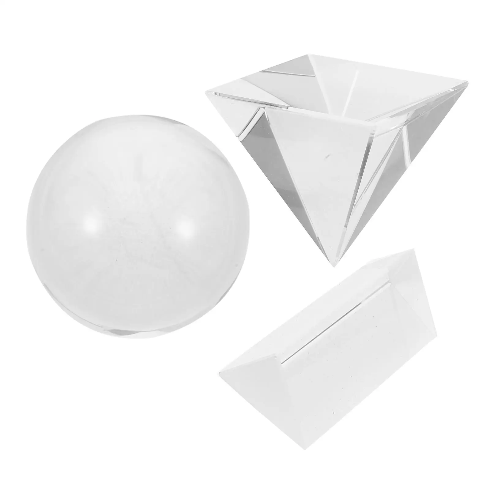

3 Pcs Crystal Prisms for Photography Science Teaching Clear Pyramid Balls Hexagonal Decor Physics Tools Optical Set