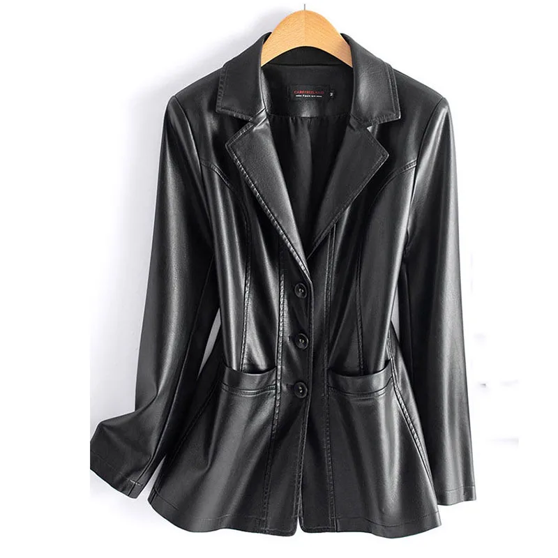 Fashion Sheepskin Jackets Women Casual Short Real Leather Coats 2025 New Long Sleeve Covered Button Elastic Waist Jackets Female