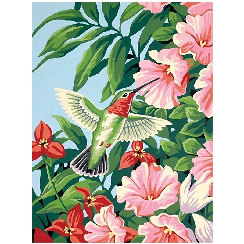 

Full Round Diamond Embroidery Cross stitch Flower Hummingbird DIY 5D Diamond Mosaic Birds Full Square Diamond painting landscape