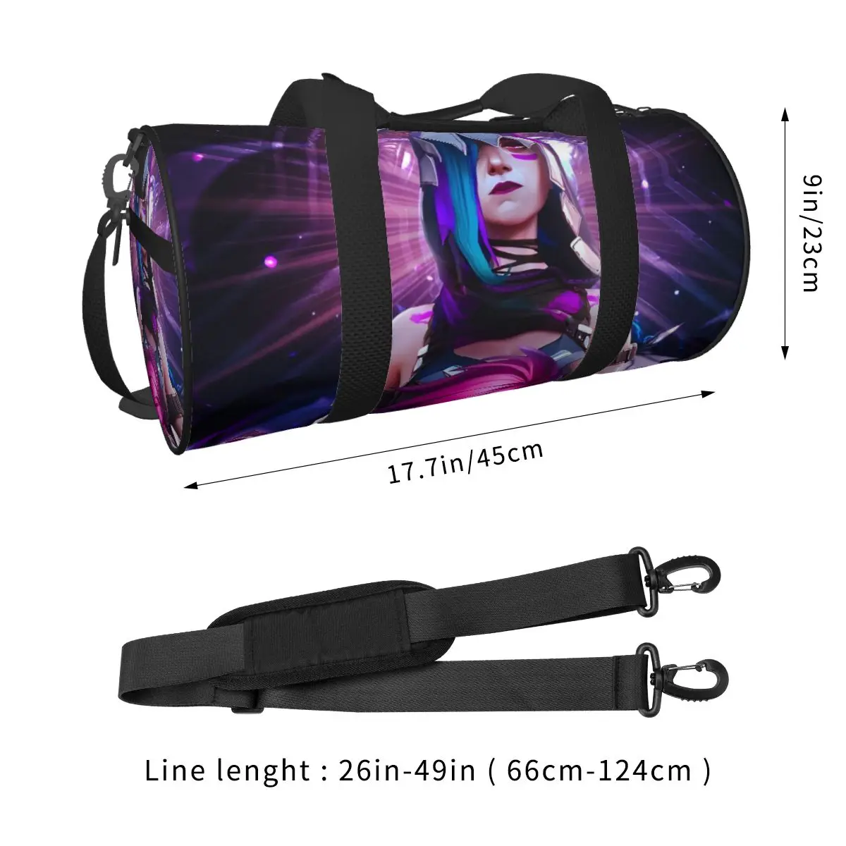 Jinx Arcane Cartoon Gym Bag Travel Training Sports Bags Men Women Custom Large Funny Fitness Bag Portable Handbags