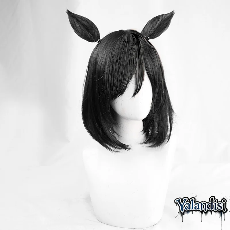 Yalandisi& Anime Uma Musume Pretty Derby Eishin Flash Cosplay Wig Ears Tail Halloween Party Prop Synthetic Hair Heat Resistant