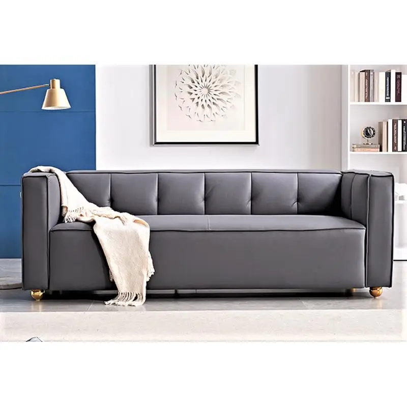 Elegant 3-Seater Polyester Sofa with Tufted Low Back Design for Coastal and Modern Farmhouse Living Rooms, 87