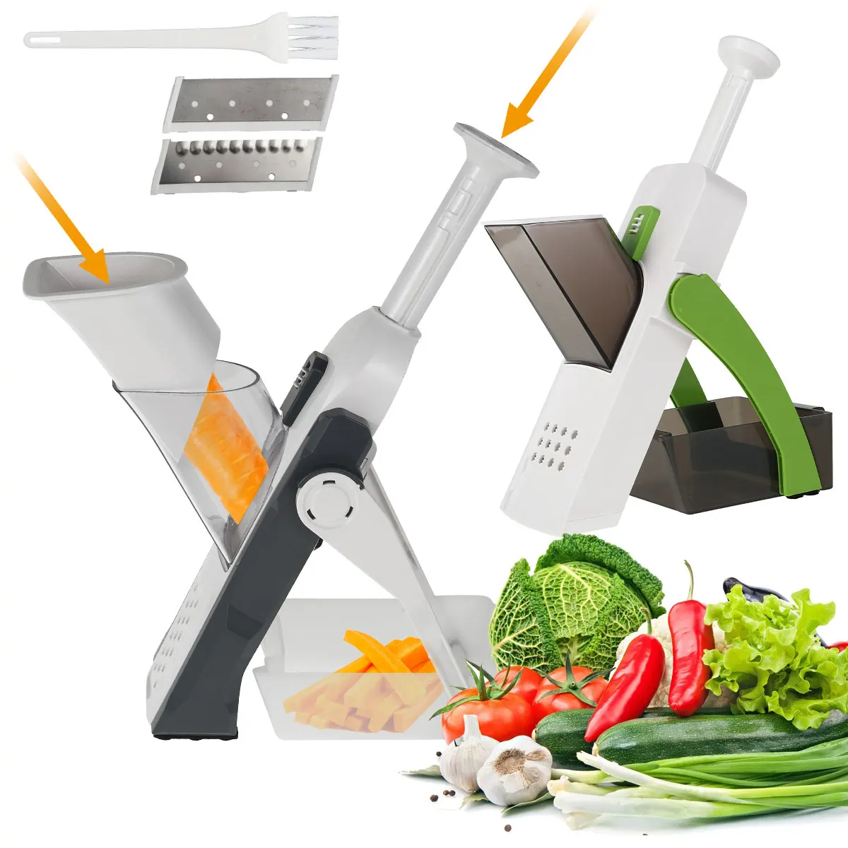 Manual Mandoline Slicer Adjustable Thickness Safe Vegetable Slicer Stand up Food Chopper Labor Saving Vegetable Cutter Onion Pot