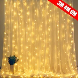 USB Curtain String Lights 8 Lighting Modes Christmas Festoon Garland Wedding Holiday Party Home Bedroom Decoration Fairy Lights