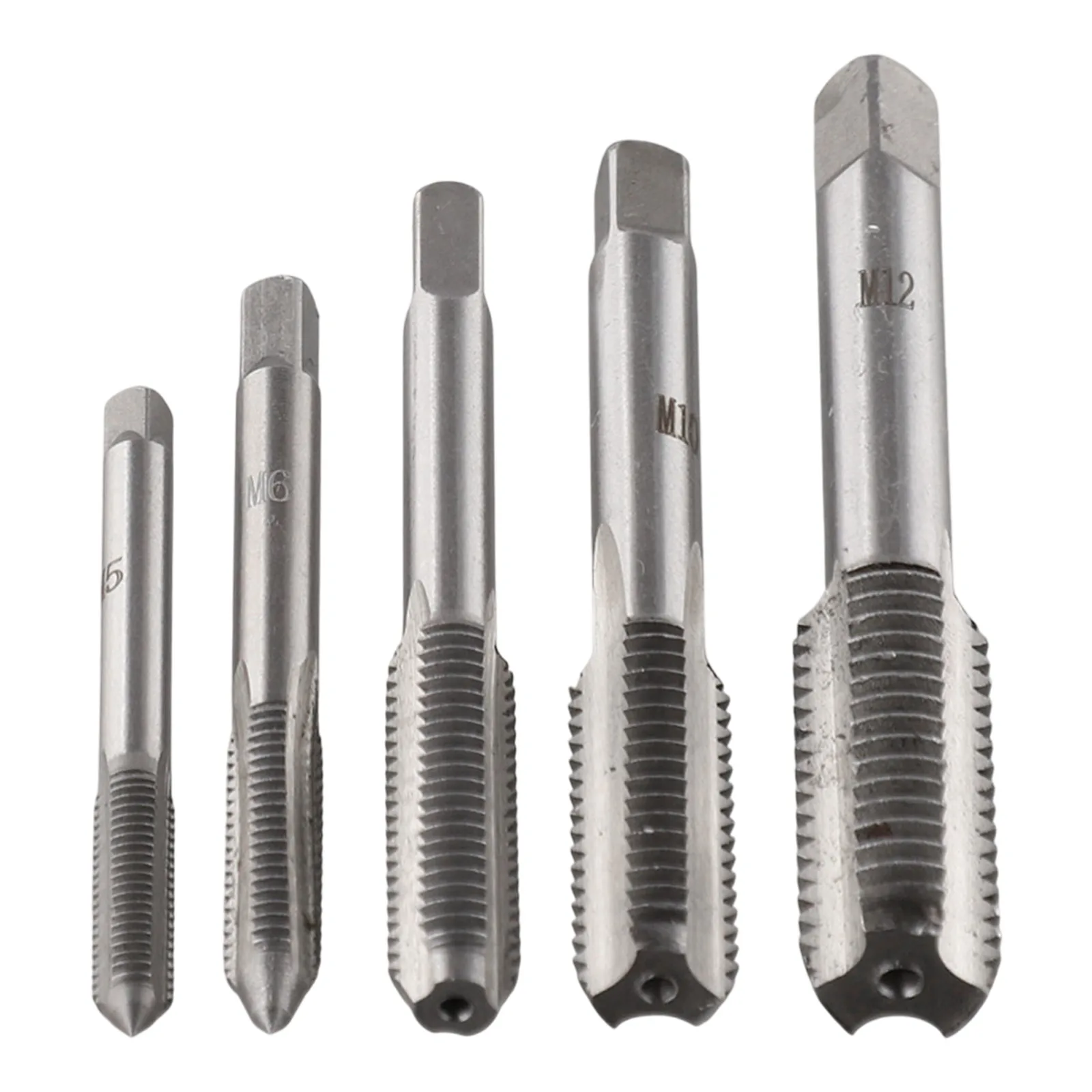 HSS Construction 5 Piece Metric Thread for tap Kit featuring Sizes from M5 through ForM12 suitable for Home Improvement Tasks