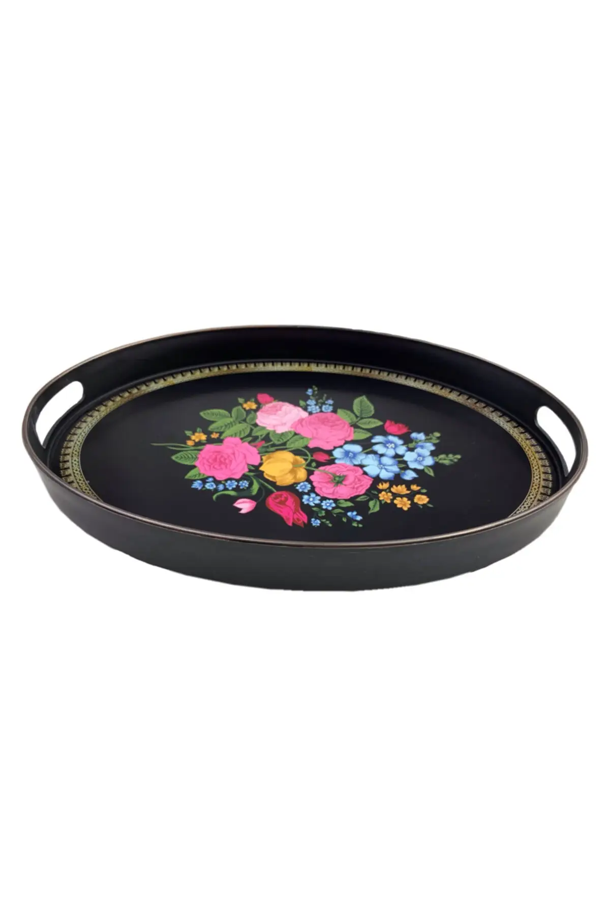 DOLBOVI Luxury Oval Presentation Tray, large Textured tray-30x42cm-Vivid Roses tray поднос plateau luxury