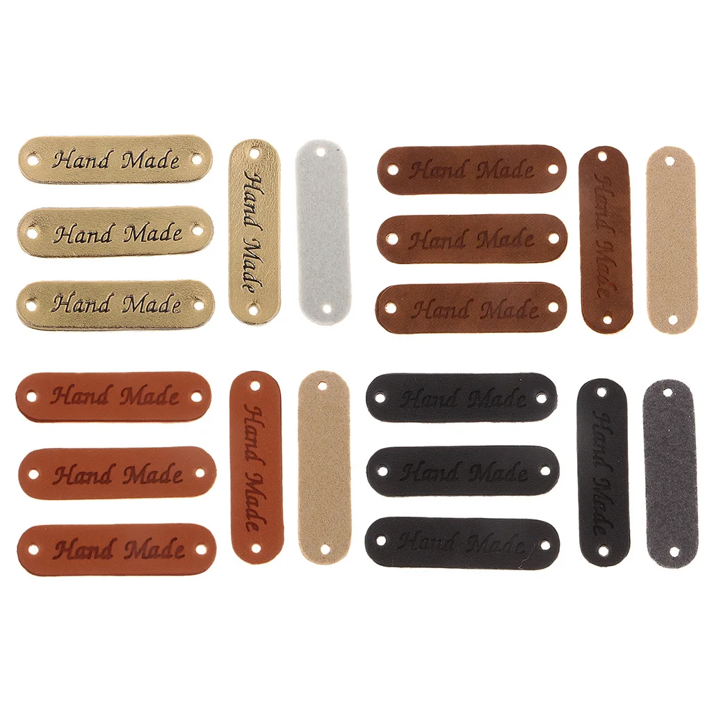 20Pcs Hurtownia Ręcznie robione etykiety na ubrania Prostokątne ręcznie robione etykiety ze skóry PU DIY Torby do szycia Kapelusz Szalik Prezent Dekoracja