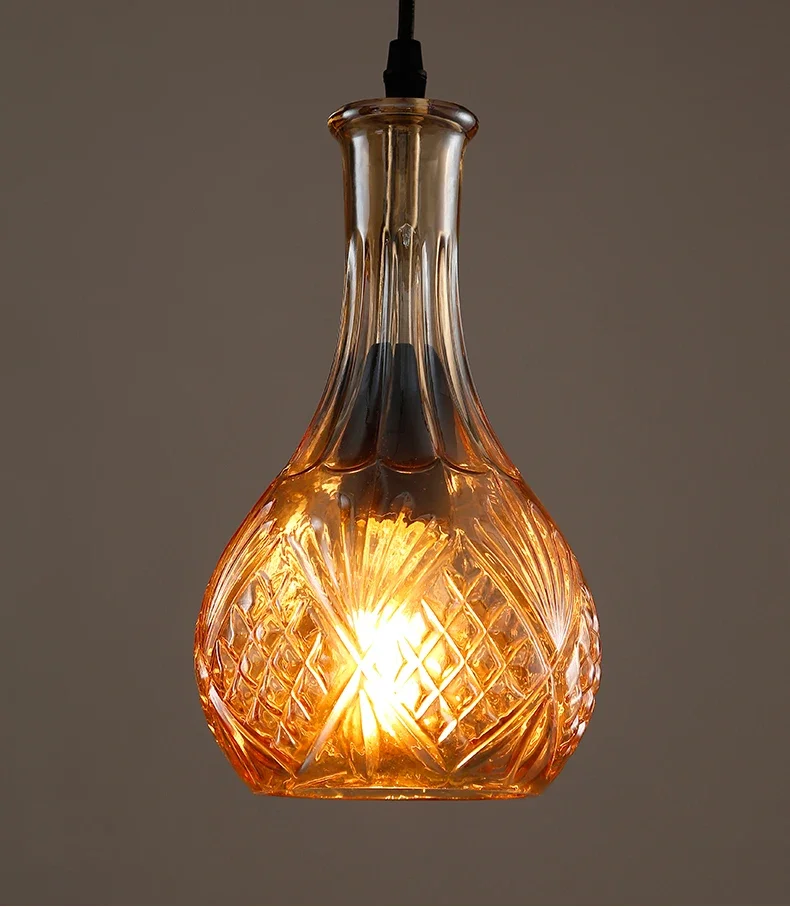 Minimalist Modern Vintage Wine Bottle Pendant Lights CafeRoom/Bar Lamp Single Glass Pendant Lamps Decoration Indoor Lighting E27