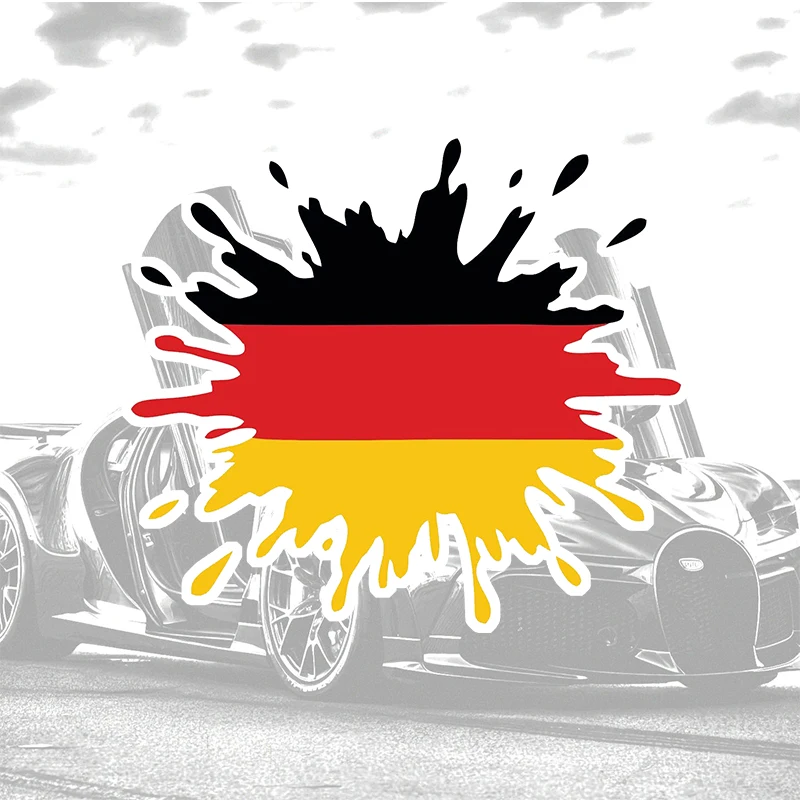 Germany Flag Paint Splatter Car Sticker Decal, German Flag Drip Effect Auto Vinyl Bumper Sticker for Racing