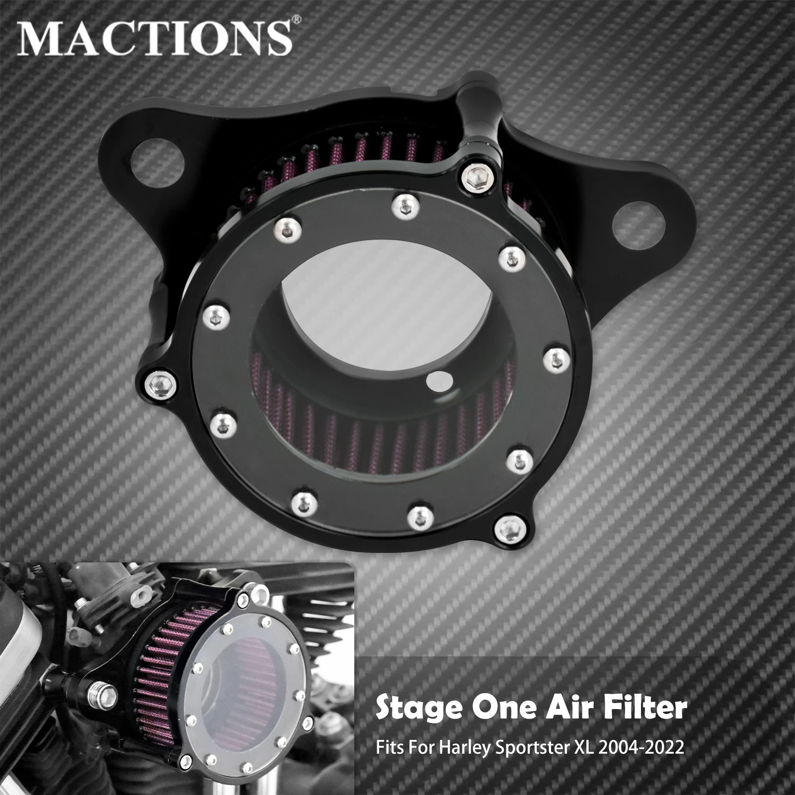 Motorcycle Air Cleaner Transparent Intake Filter For Harley Sportster XL 883 1200 48 72 Iron Super Low Roadster Custom 2004-2023