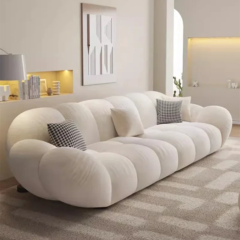 Banquet Cream Upholstered Living Room Sofas Lazy Theater Comfort Mini Clouds Couchs Relax Vintage Sofa Para Sala Home Furniture