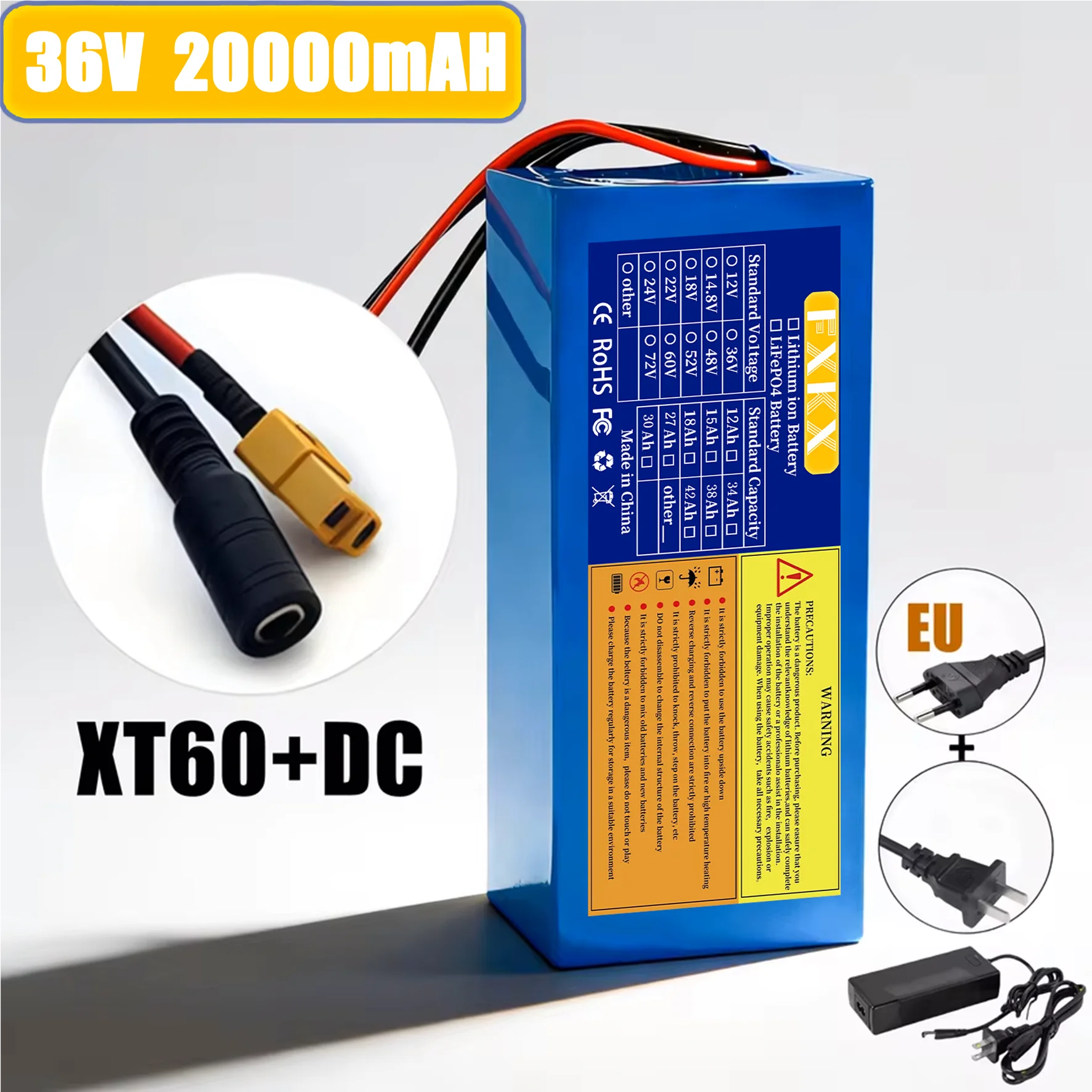 High Power 36V Lithium Battery Pack 10Ah/20Ah/30Ah 10S2P-6P for Electric Motorcycle Scooter with BMS 500-1000W image 3