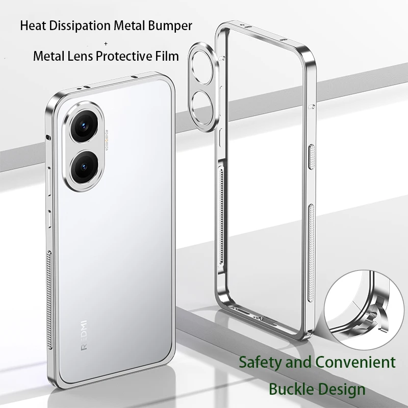 

Metal Bumper Phone Case For Redmi Turbo 4 Pro Cooling Aluminum Alloy Frame Bumpers Cover