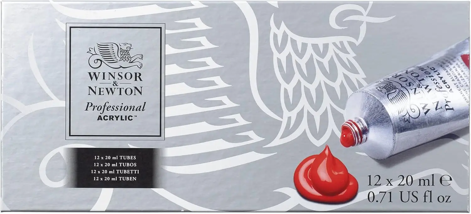

Professional Acrylic Paint Set, 12 Tubes of 20ml Each for Artists and Hobbyists