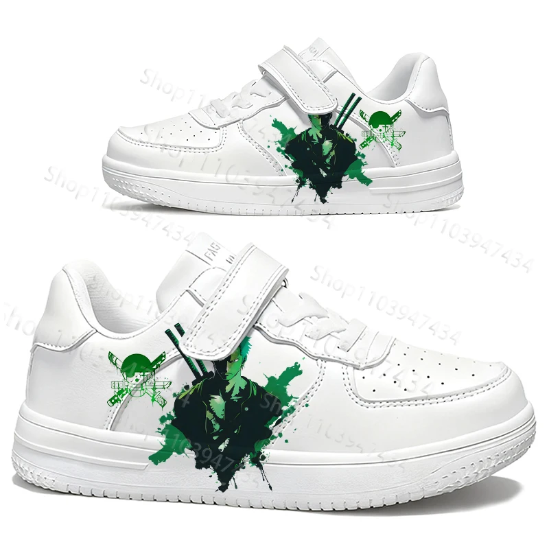 

One Piece Roronoa Zoro Teenager Print Shoes Kids Campus Thick Sole Non-Slip Wear-Resistant Trendy Casual Sneaker Boys