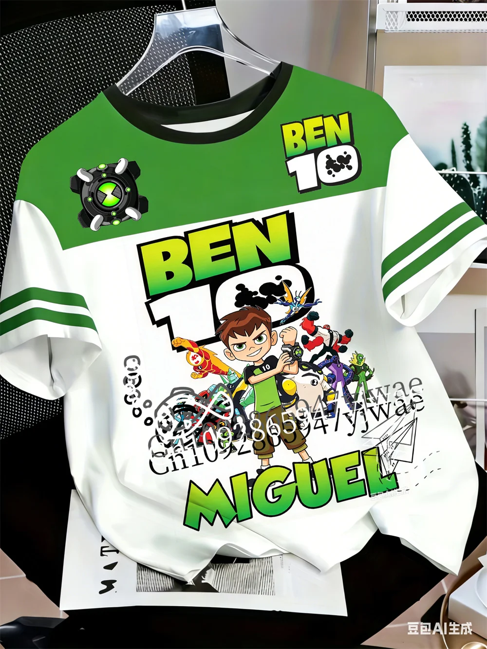 Anime Omnitrix Ben10 3D Ben Tennyson Cartoon Grafik Jersey O-Ausschnitt Atmungsaktive Sportbekleidung Sommer Erwachsene Kinder Harajuku T-Shirt – Detail 3