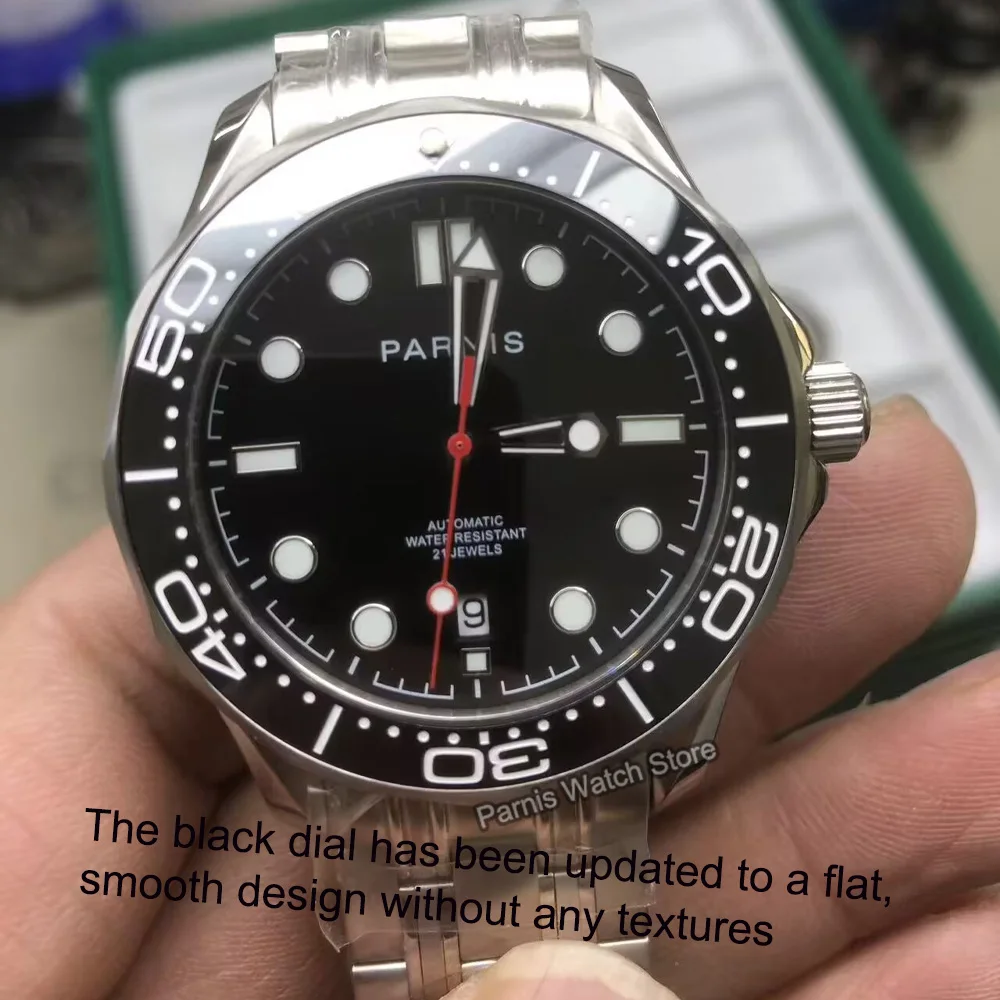 Parnis 42mm Gray Dial Automatic Mechanical Men's Watch Miyota8215 Solid 316L Stainless Steel Case Wristwatch