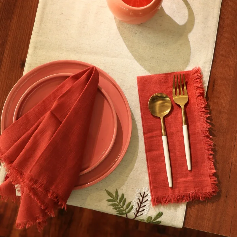 

4PCS Premium Cotton Dinner Napkins Classic Hemstitch Soft Breathable Eco Friendly Napkins For Home Gatherings Dining