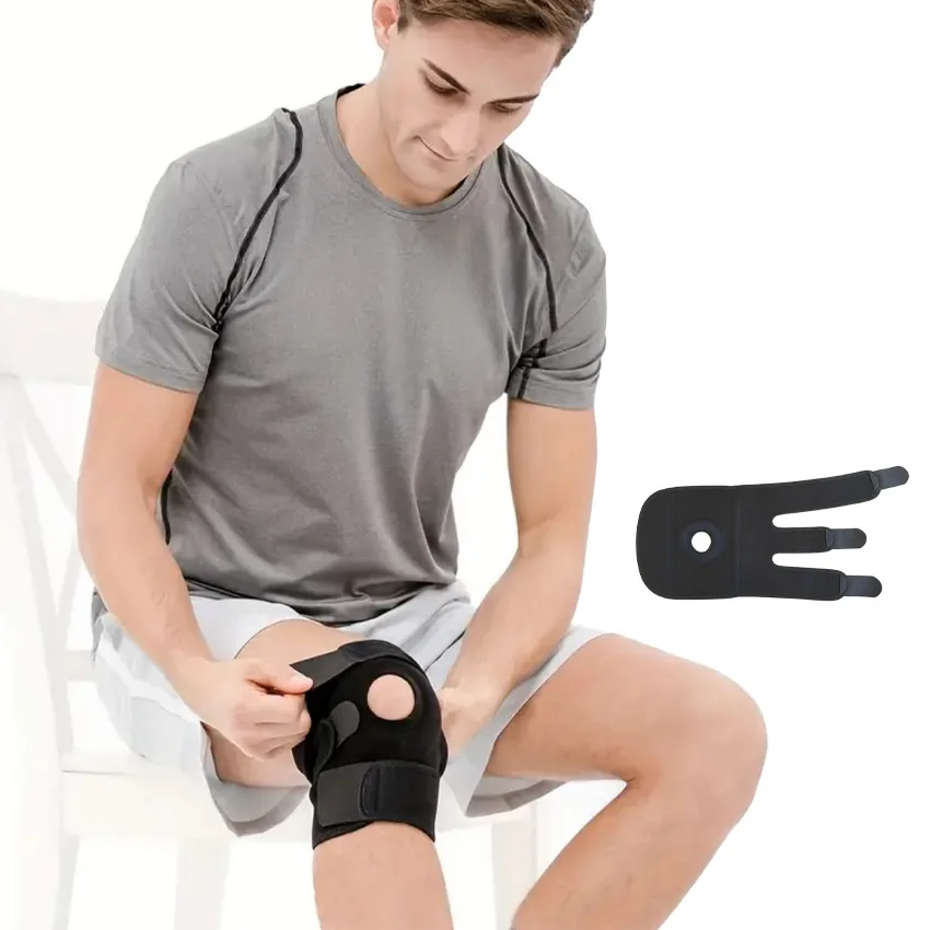 Knee Brace with Side Stabilizers Breathable Adjustable Knee Support Suitable for Sport Training and Knee Pain