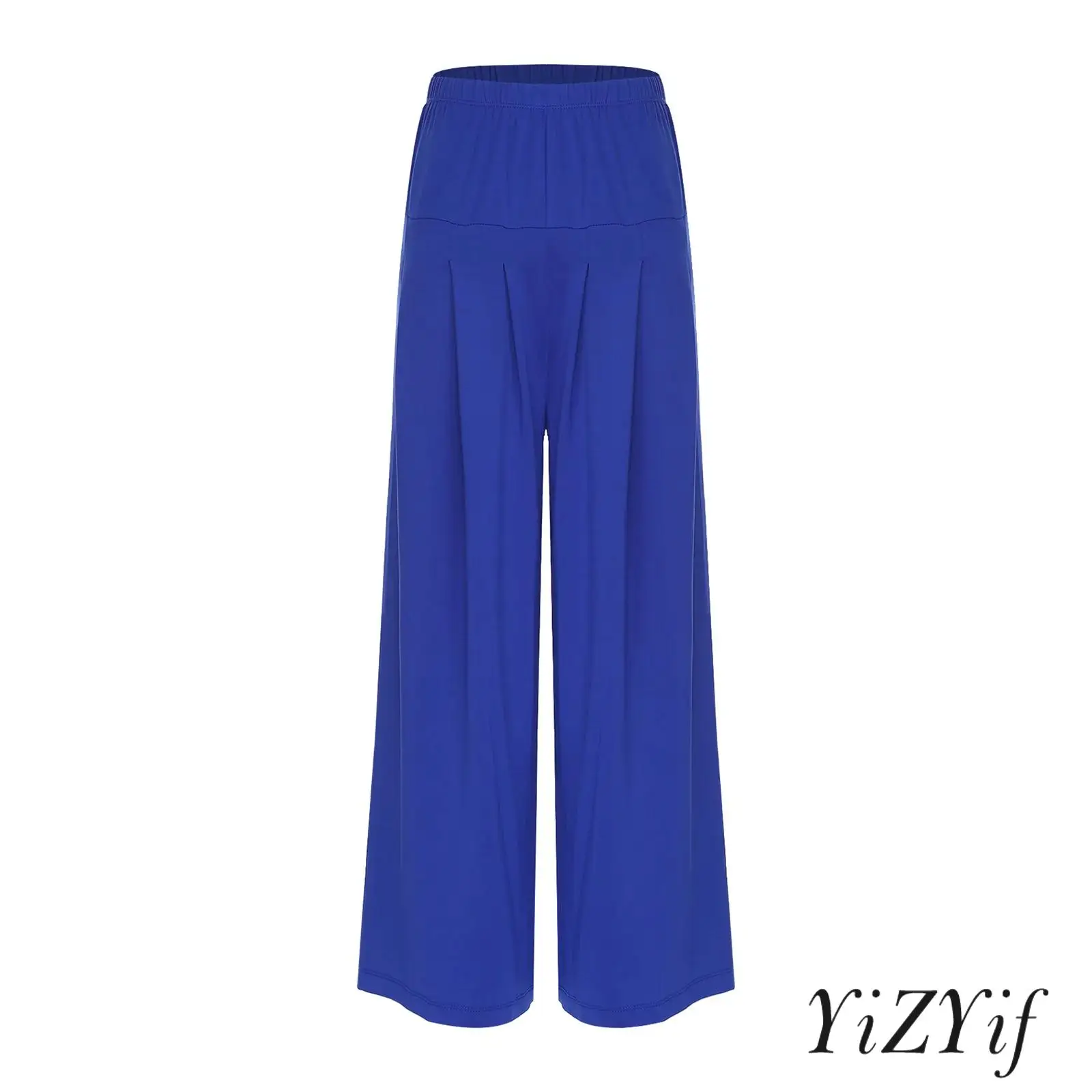 

Womens Elegant Modern Dance Wear Ladies Elastic Waistband Wide Leg Palazzo Casual Pants Trousers Praise Worship Dance Costumes