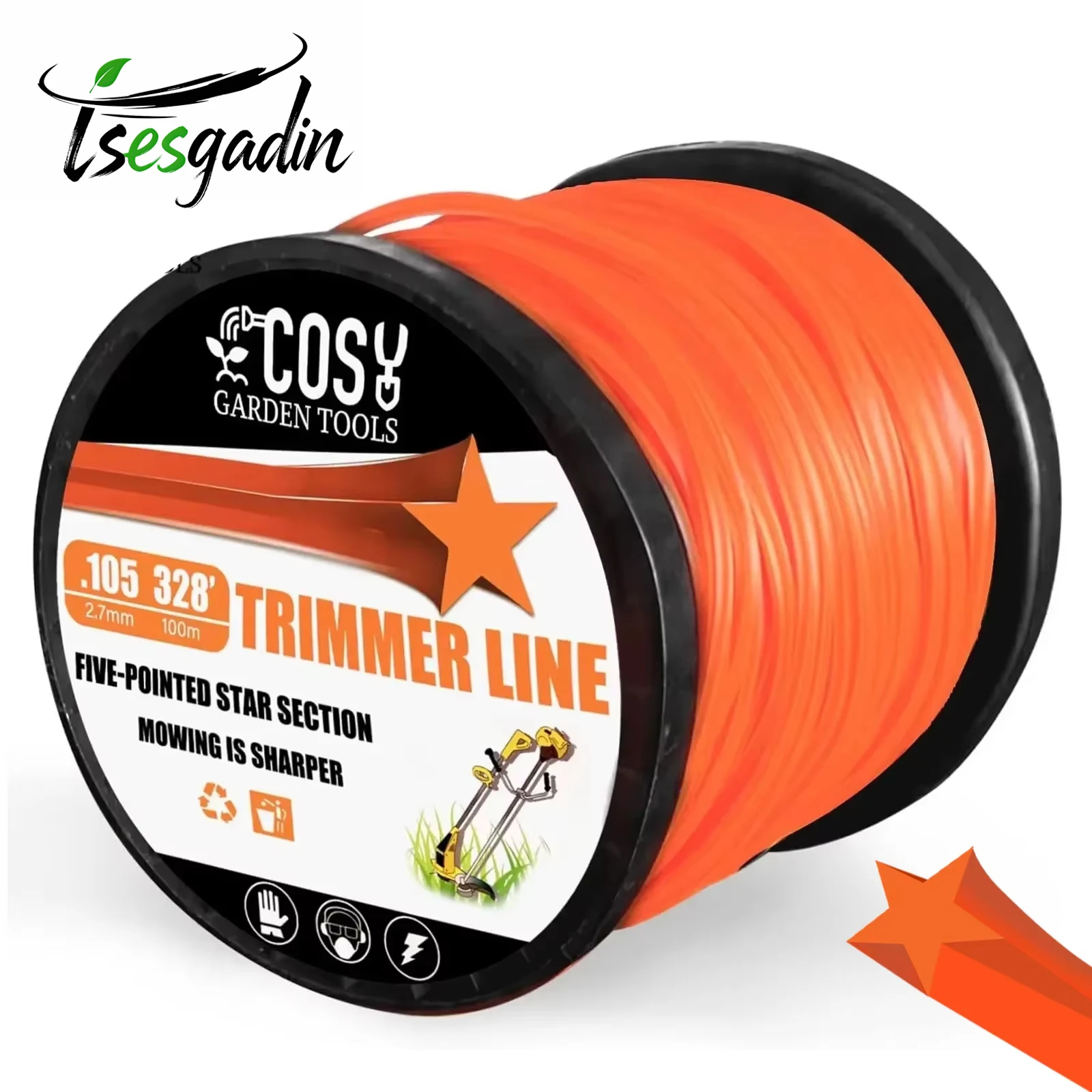 2.7mmx100m Brush Cutter Sharp Rope Grass Mower Pentagram Nylon Mowing Trimmer Line Trimmer Head String Grass Trimmer Roll Line