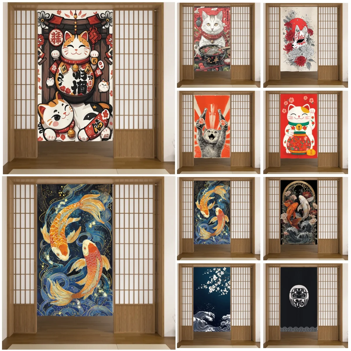 Japanese Noren Door Curtains Izakaya Dining Room Linen Entryway Partition Screens Restaurant Kitchen Entrance Split Half-curtain