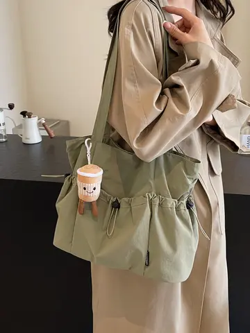 캐주얼 토트백 캐주얼 일상 니트라 캐주얼 일상 출퇴근 교실용 대용량 나일론 여성용 신상품 2025 대학생 토트백 토트백