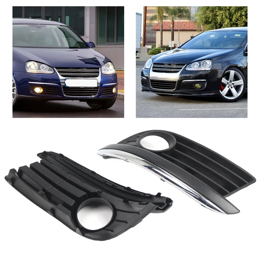 

1Pair Car Front Bumper Fog Light Grille Fog Lamp Grill For Golf Fit For Jetta 05-10 Fog Lamp Cover Trim Replacement