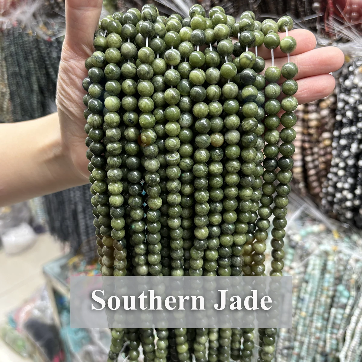 Dark Southern Jade Beads 4 6 8 10mm Natural Stone Loose Round Gemstone Bead for Making DIY Bracelet Necklace Jewelry Accessories
